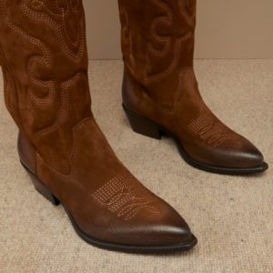 MESSICO07RIC-Texano in camoscio con ricami – Ovyè